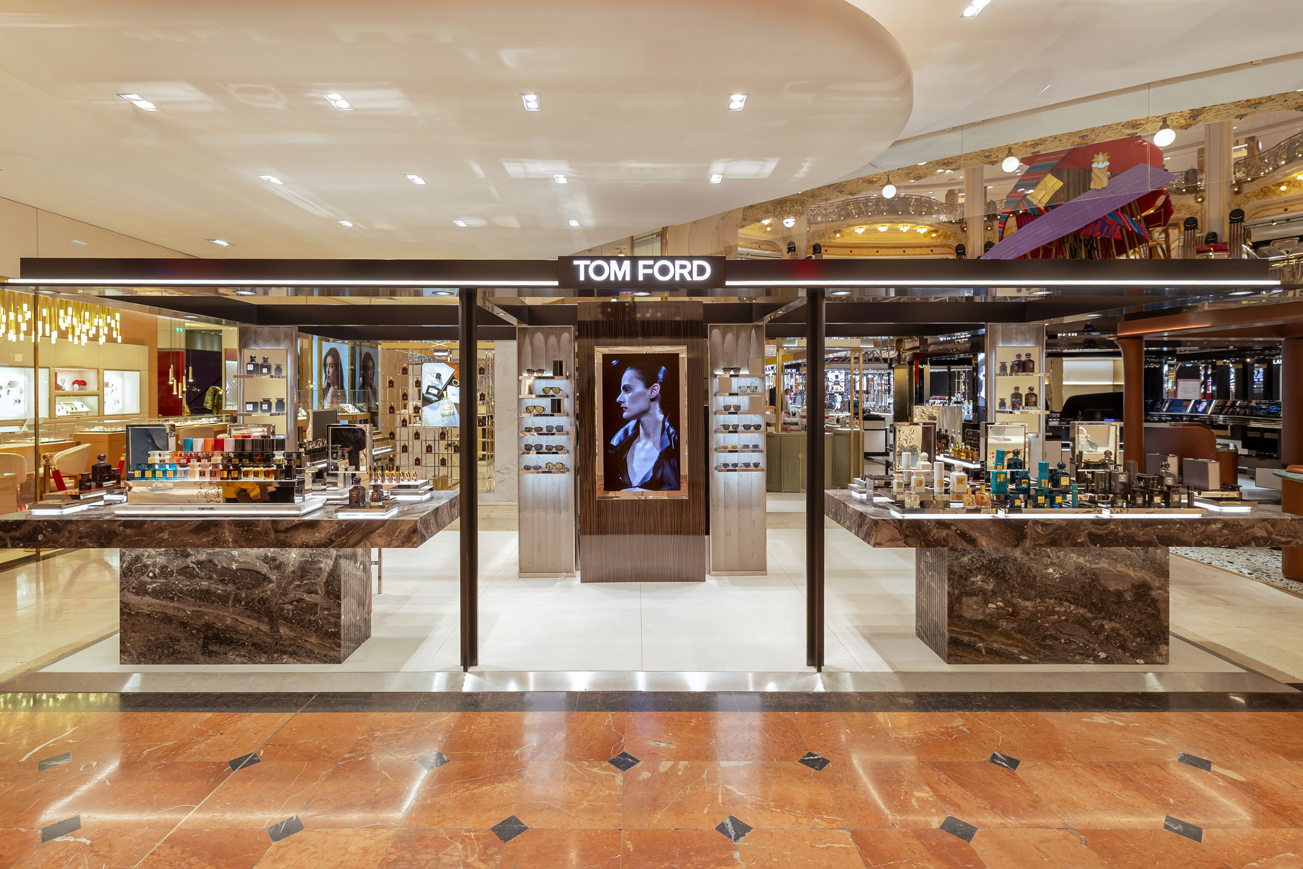 Tom Ford store at Galeries Lafayette Haussmann Paris 2025. Built by TJC